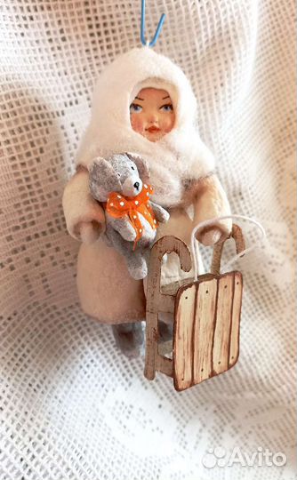 Ватная новогодняя игрушка на ёлку