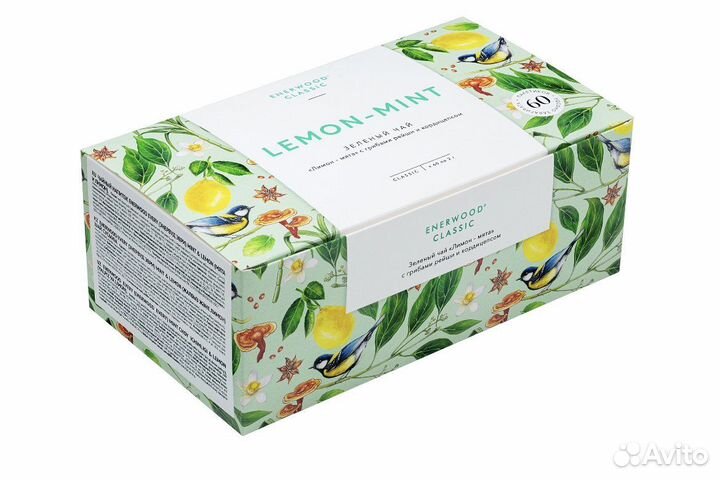 Чай зеленый с лимон,мята,гриб рейши,кордицепс