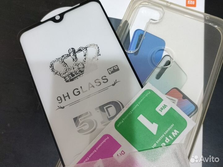 Защитное стекло 5D и чехол для Redmi Note 8 T