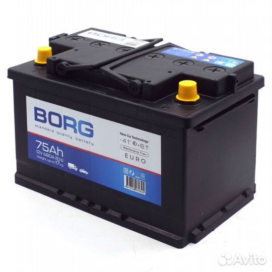Аккумулятор borg Standard 75 Ач о.п. Nissan