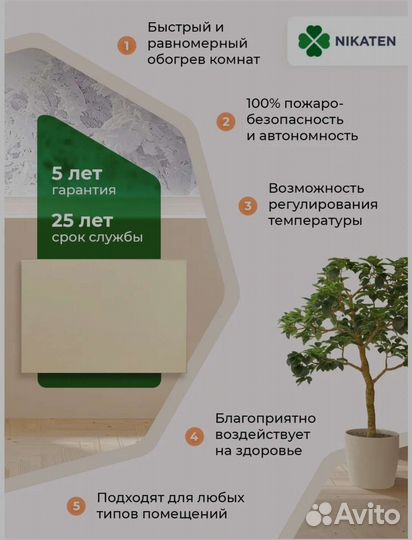 Керамический настенный обогреватель Nikaten