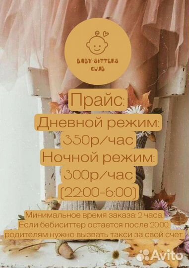 Услуги няни/бебиситтера
