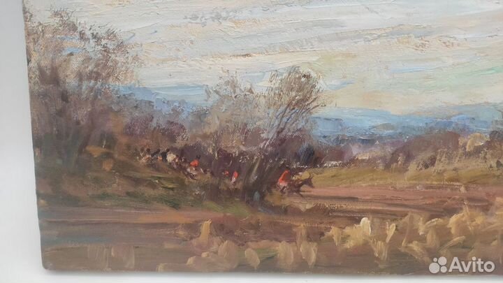 Картина Винтажная Охота на лис холста масло сер. X