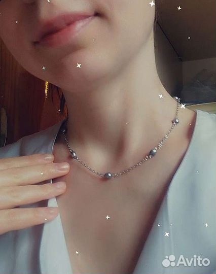Колье трансформер чокер с жемчугом