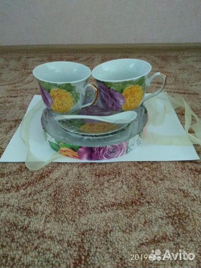 Набор из 2-х чайных пар с ложечками