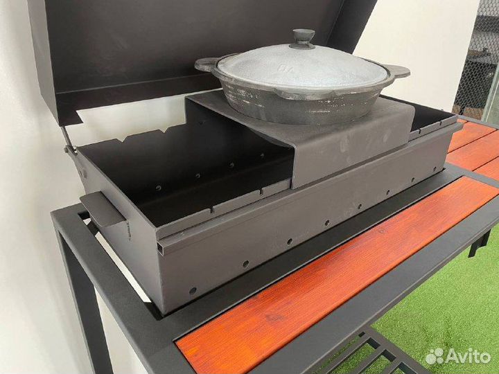 Мангал с печью под казан