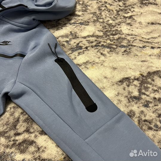 Зип худи nike tech fleece голубая