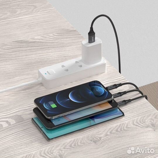 Кабель 3В1 micro USB + type-C + lightning
