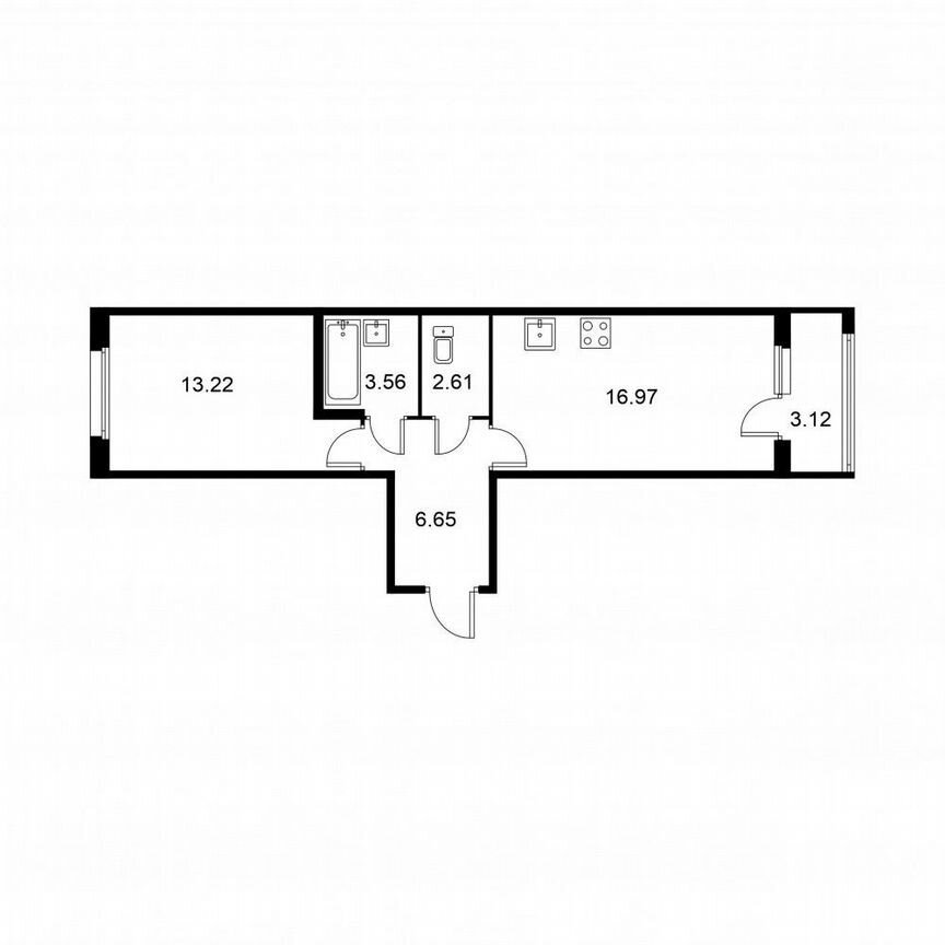 1-к. квартира, 44,6 м², 2/9 эт.