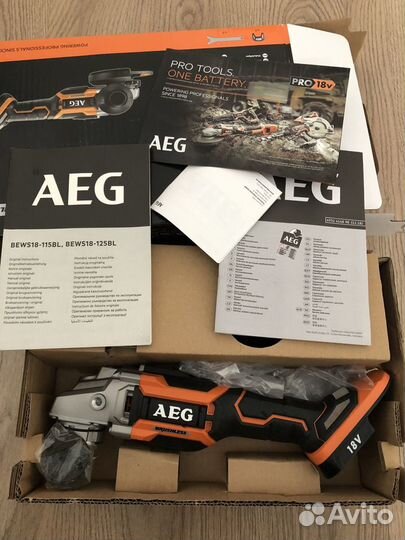 Аккумуляторная ушм AEG 125мм bews18-125BL-0