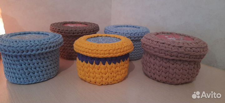 Вязаные корзины ручная работа