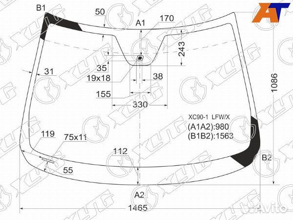 Стекло лобовое volvo XC90