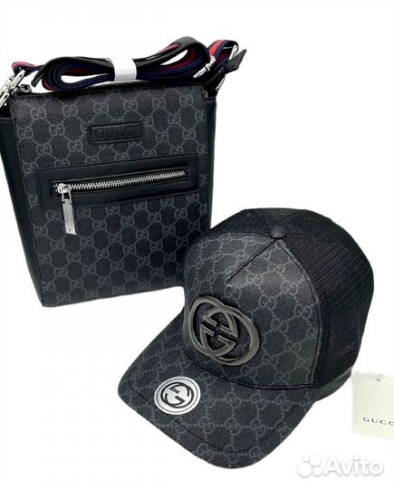 Набор для мужчин Сумка и кепка Gucci