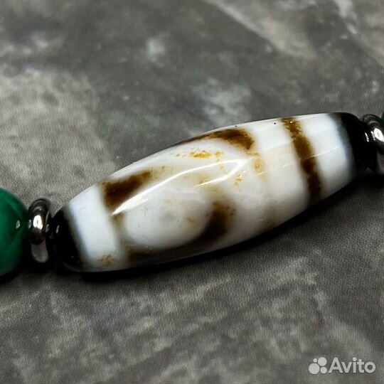 Браслет с тибетской бусиной Дзи 2 глаза