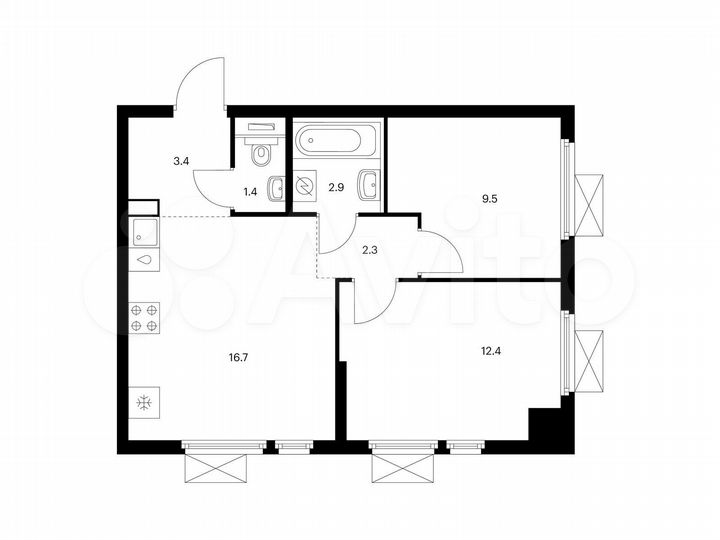 2-к. квартира, 48,6 м², 23/25 эт.