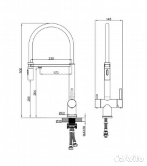 Смеситель для кухни AltroBagno Flusso 050201 Ni