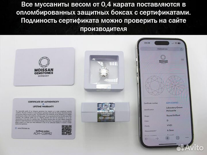 Сияющие сертифицированные муассаниты PH-DUN7 нн1чю
