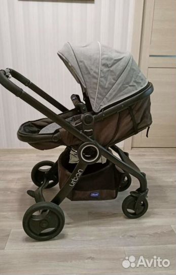 Коляска 3 в 1 chicco urban+ автолюлька+адаптер