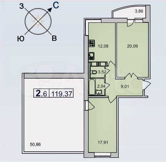 2-к. квартира, 119 м², 18/18 эт.