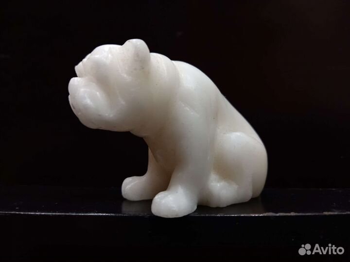 Старинная статуэтка бульдог Россия до1917 алебастр