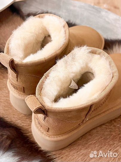 Коричневые угги на платформе 5см UGG