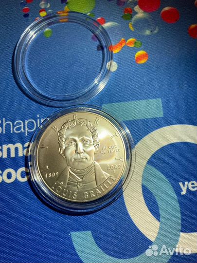 Луи Брайль. Серебро 1д 2009 года