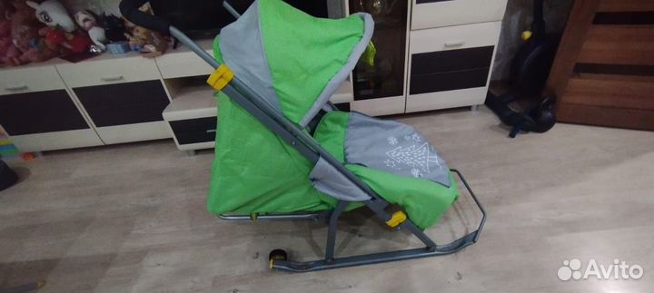 Детские санки коляска с колесами
