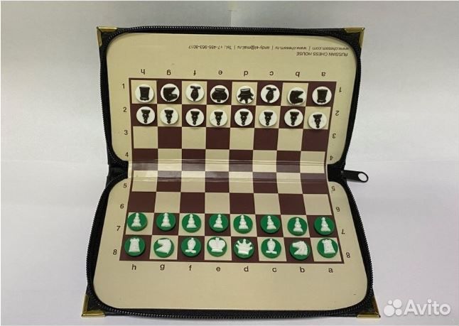 Шахматы карманные магнитные(Чёр.футляр зел.фигур.)