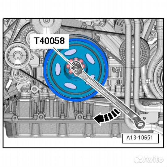 Ключ для проворота коленвала VAG T40058 2.4/3.2