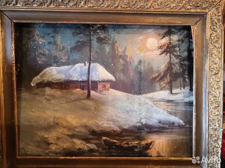 Картина маслом на холсте старинная