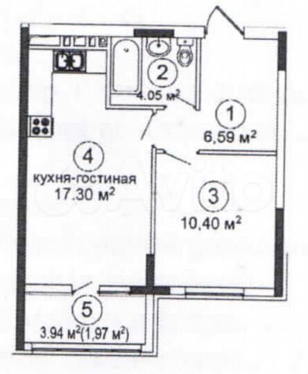 1-к. квартира, 42,5 м², 2/9 эт.