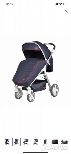 Коляска infiniti teddy склодная джинс синяя
