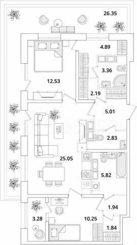 2-к. квартира, 85,3 м², 19/22 эт.