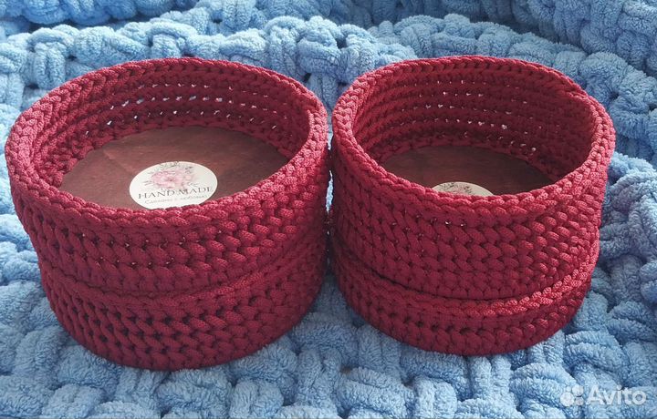 Корзинки вязаные из шнура