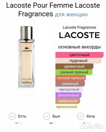 Парфюм Lacoste Pour Femme Lacoste Fragrances 35мл