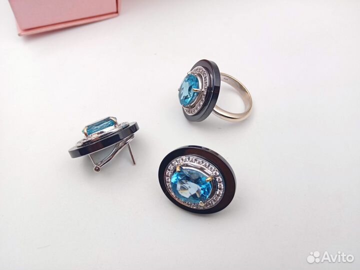 Стильный крупный комплект, золото 750, Италия