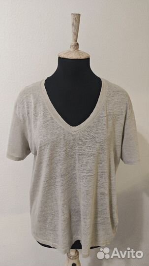 Льняная футболка hm premium 46 раз