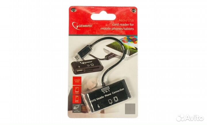 Кабель OTG microusb с картридером Gembird