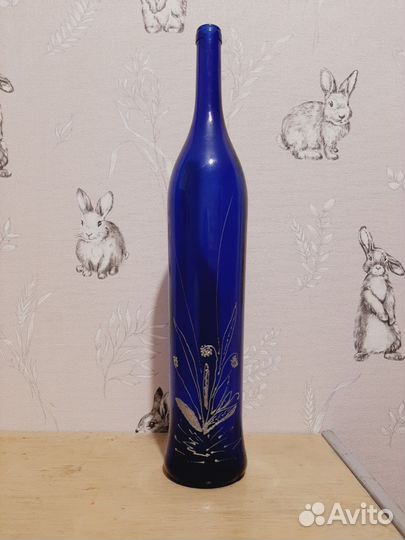 Бутылка стеклянная синяя