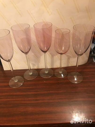 Калининские бокалы из розового стекла, 22 см СССР