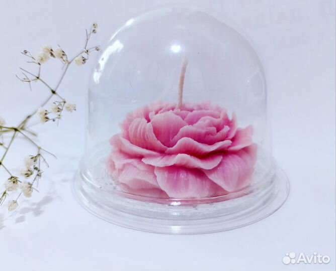 Цветок в куполе аромасвеча подарок