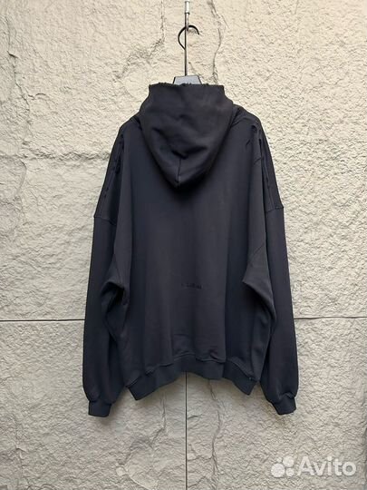 Худи Balenciaga Liberty Black Distressed Hoodie