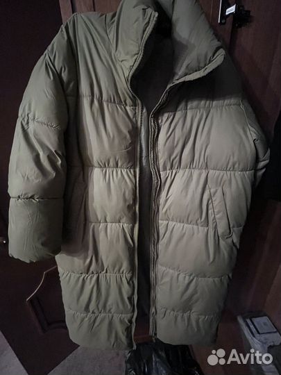 Пуховик длинный хаки