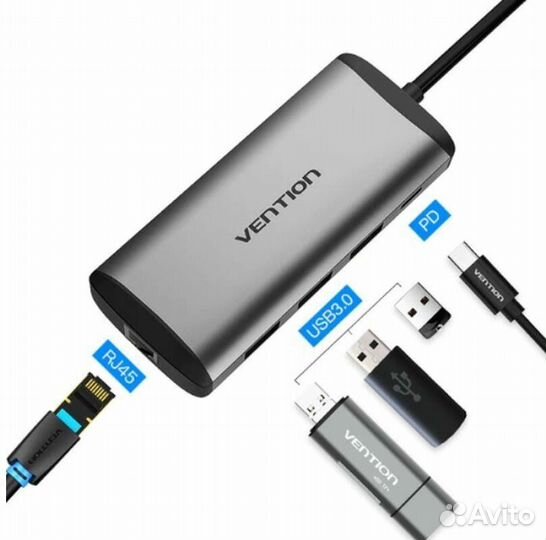Hub Хаб Vention tgdhb RJ45/3xUSB 3.0/PD