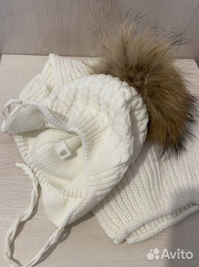 Комплект новый шапка/шарф зима 36-40 см объем