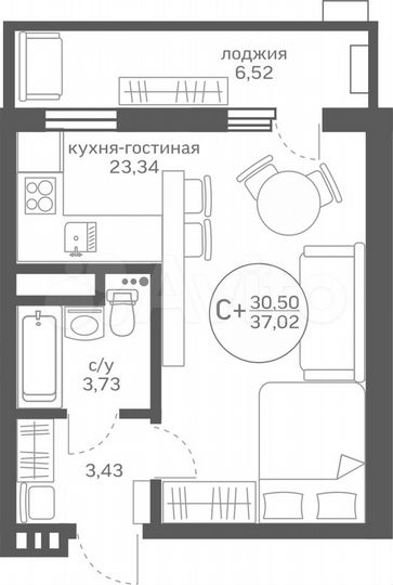 Квартира-студия, 30,5 м², 20/20 эт.