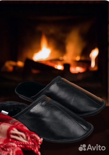 Домашние тапочки мужские кожаные