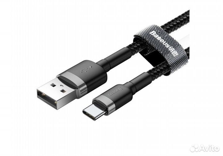 Кабель USB baseus Cafule, USB - Type-C, 3A, 1 м, с