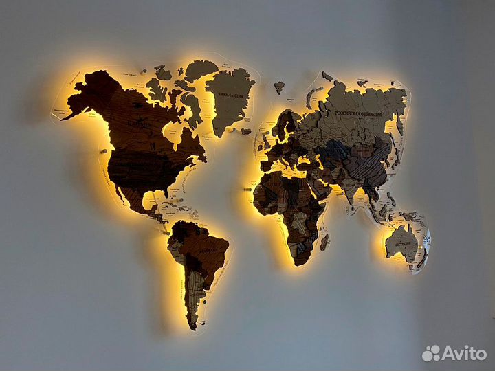 Деревянная карта мира из дерева, Ноябрьск