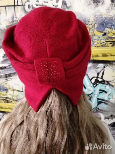 Шапка женская, натуральная шерсть, теплая